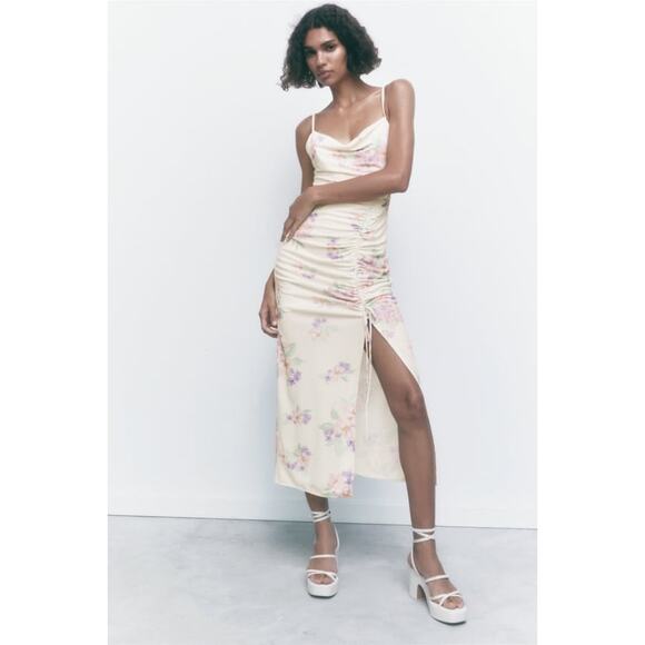 Zara Floral Ruched Dress - Picture 1 of 12